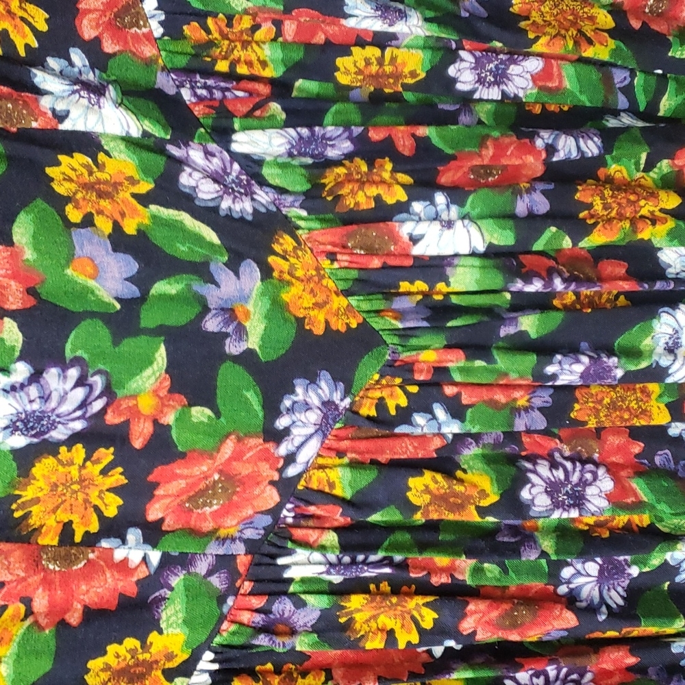 1980s Floral Basque Drop Waist Midi Maxi Full A-line Passports Pier 1 Imports M - Picture 7 of 12